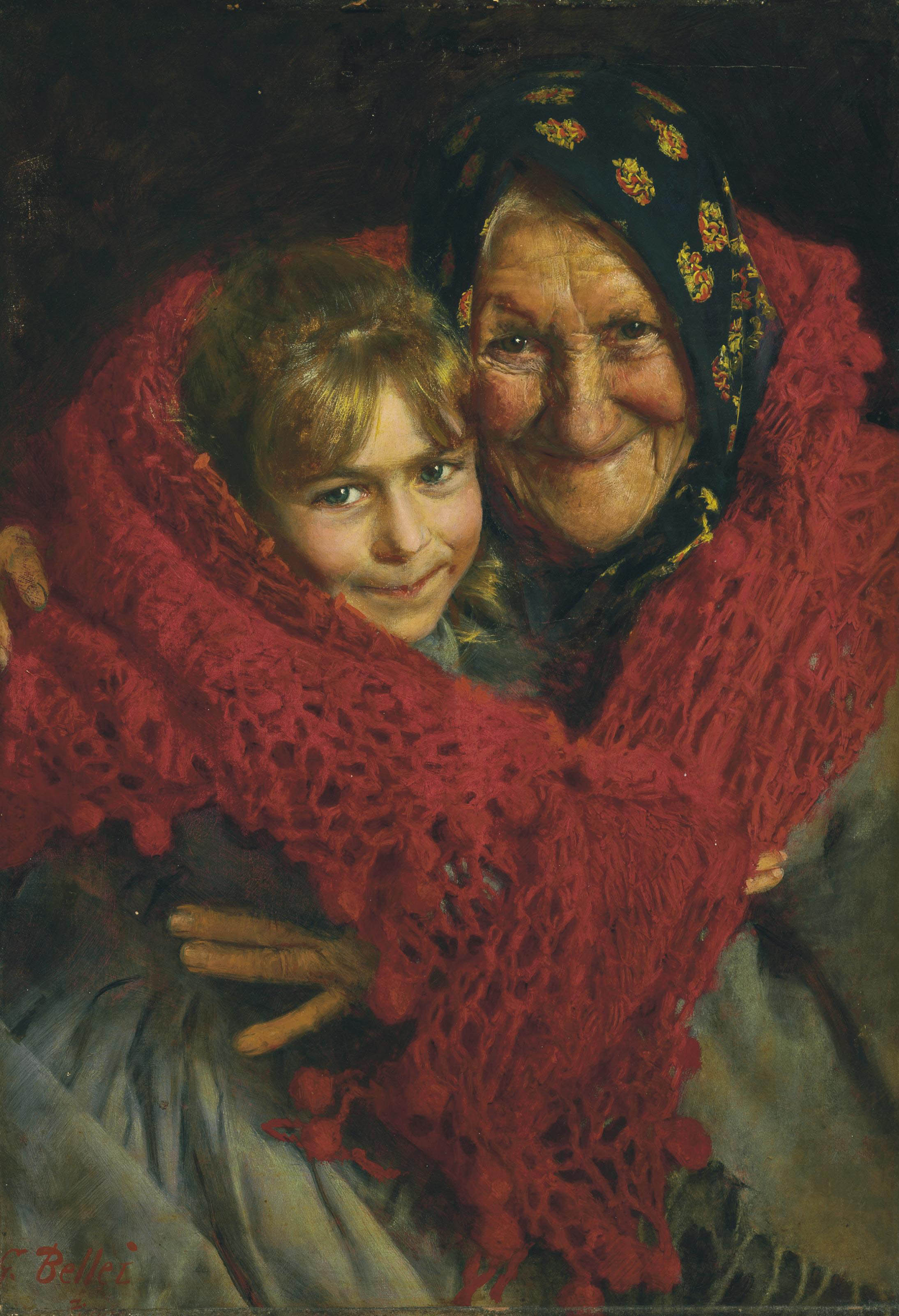 2188x3200 Gaetano Bellei (Italian, 1857 1922) Grandmother And Child 19th - Grandmother Painting