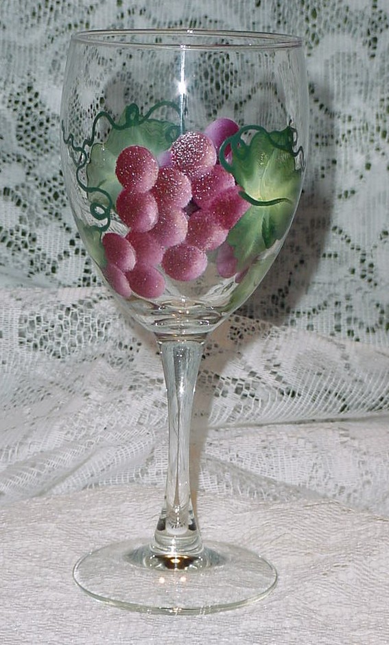 567x941 Hand Painted Wine Glasses Assorted Patterns - Grape Painting Wine Glasses