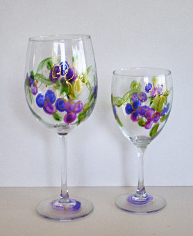278x340 Wine Glasses Lorri Trogdon - Grape Painting Wine Glasses