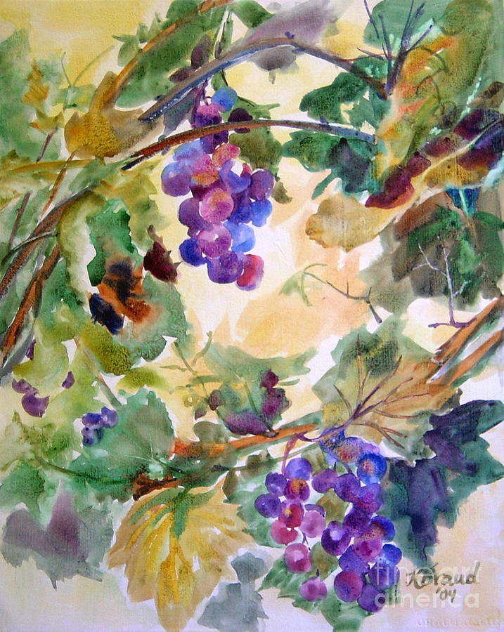 717x900 Neighborhood Grapevine Painting By Kathy Braud - Grape Vine Painting