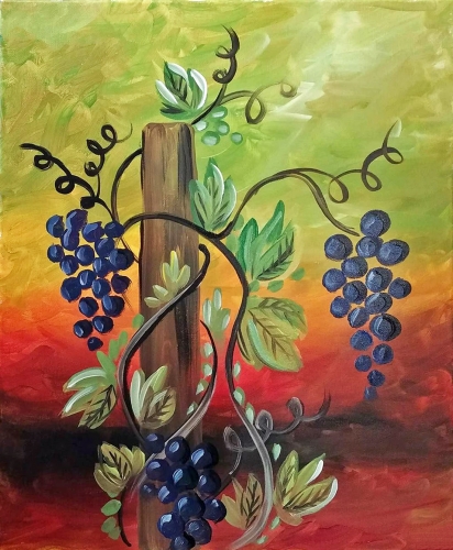412x500 Washoe House 10302017 Paint Nite Event - Grape Vine Painting