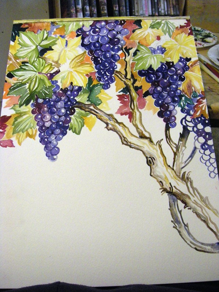 900x1200 Grape Vines Painting - Grape Vine Painting