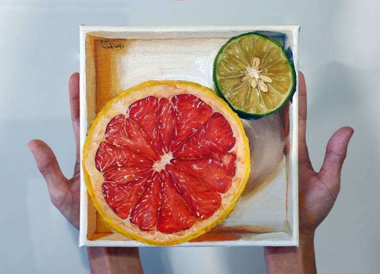 770x557 Saatchi Art Grapefruit And Lime In A Box Painting By Haze Long - Grapefruit Painting
