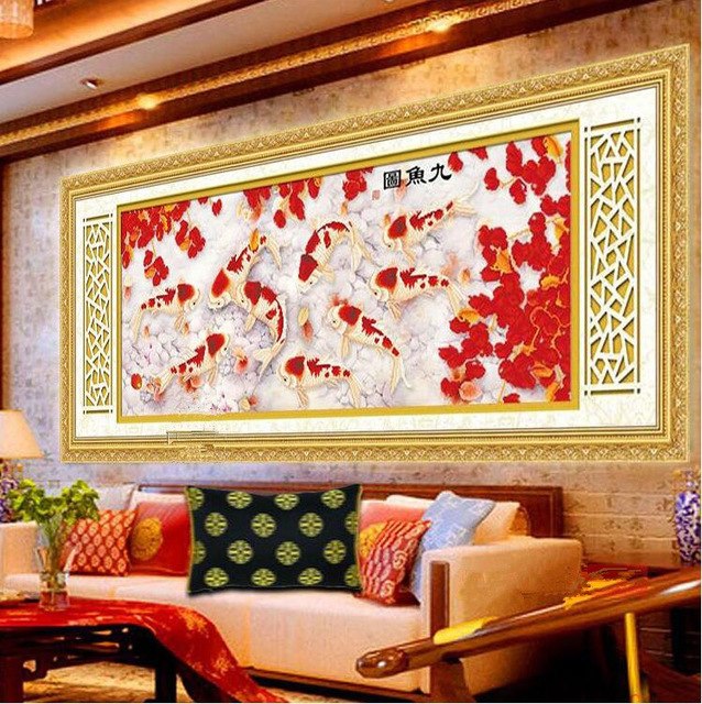 638x640 New!5d Diy Diamond Painting Nine Fish Graph Diy Diamond Embroidery - Graph Painting
