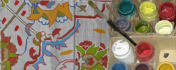 600x240 Oriental Rug Design - Graph Painting