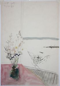 207x300 Vo Dinh Vietnamese Artist Signed Wc Amp Graphite Painting Flower - Graphite Painting