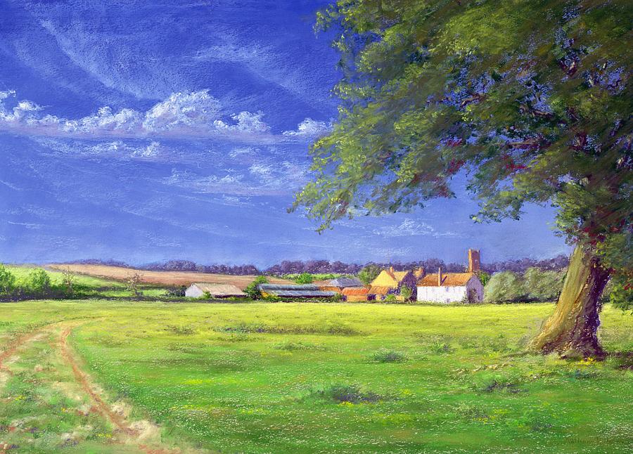 900x646 Home Field Painting By Anthony Rule - Grass Field Painting