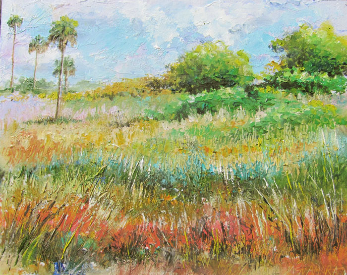 700x555 Lori's Stormy Art And Daily Paintings Daily Painting 1467 Grassy - Grass Field Painting