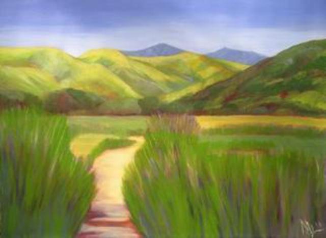 640x467 Marilia Lutz Artwork Grassy Field Original Painting Oil - Grass Field Painting