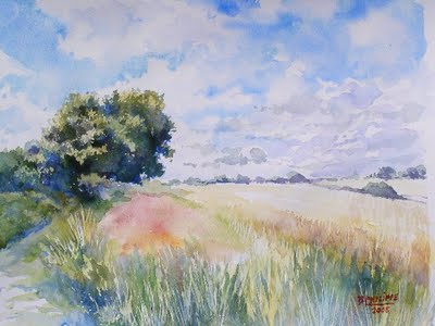400x300 My French Easel Painting Grass In Watercolour - Grass Field Painting