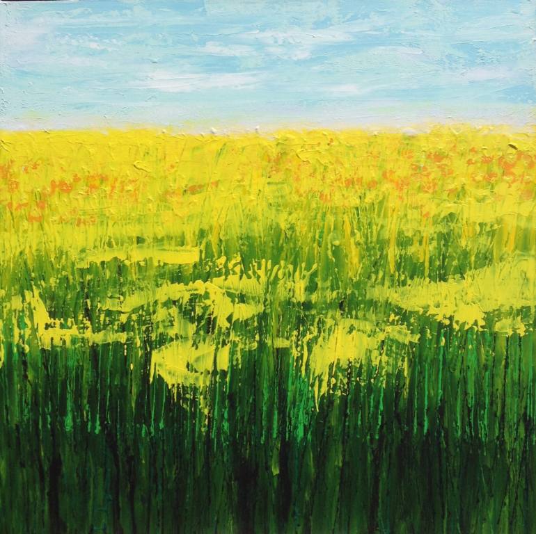 770x768 Saatchi Art Rapeseed Field Painting By Jenny Wren Price - Grass Field Painting