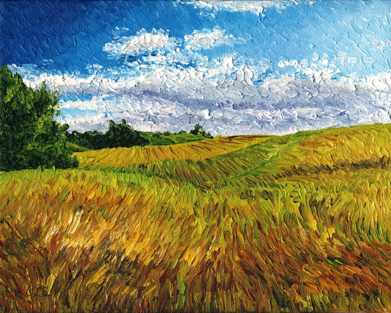 1326x1061 Audra's Oil Paintings Field Of Grass (2010), 8 X 10 - Grass Field Painting