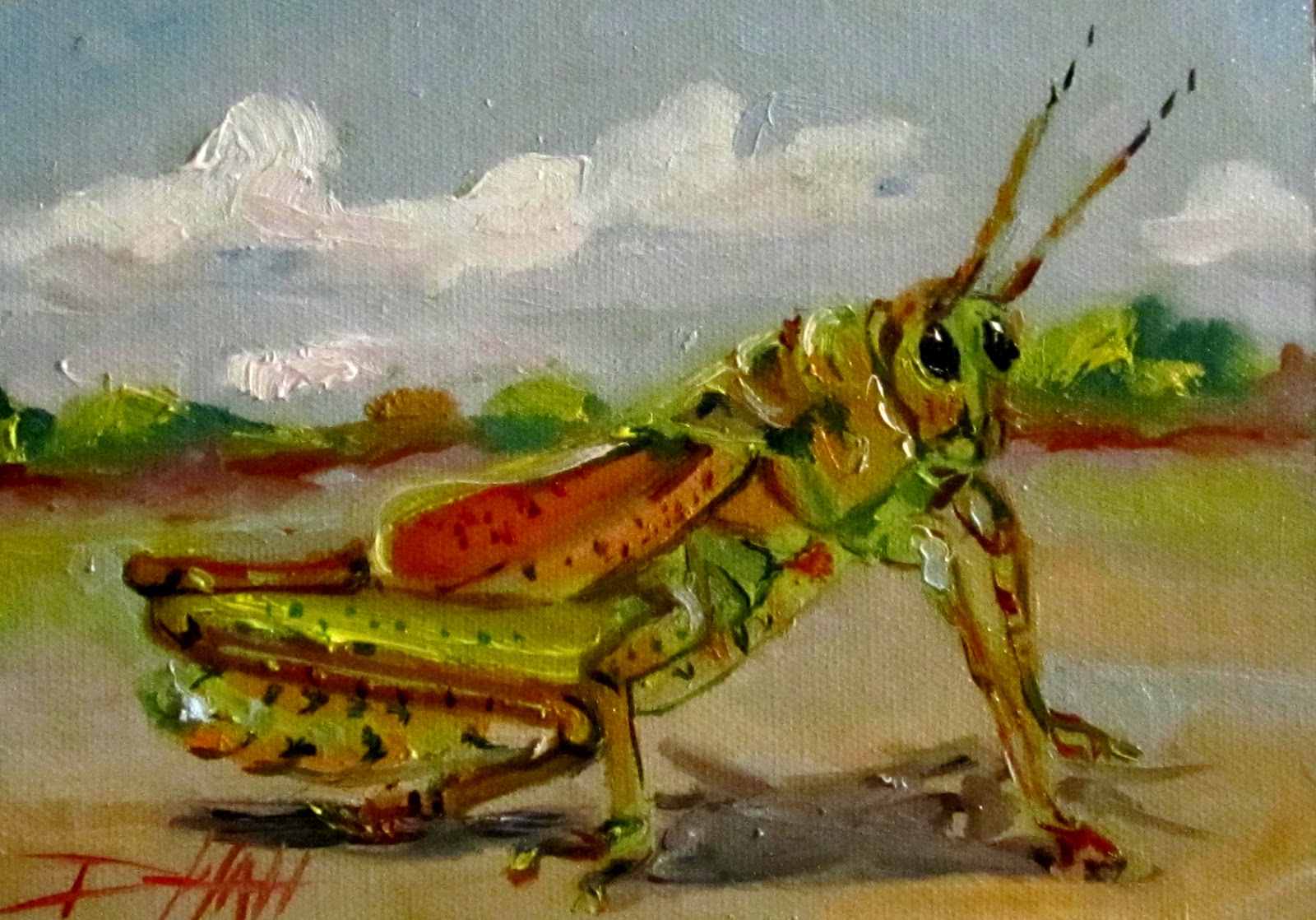 1600x1118 Painting Of The Day, Daily Oil Paintings By Delilah Grasshopper - Grasshopper Painting