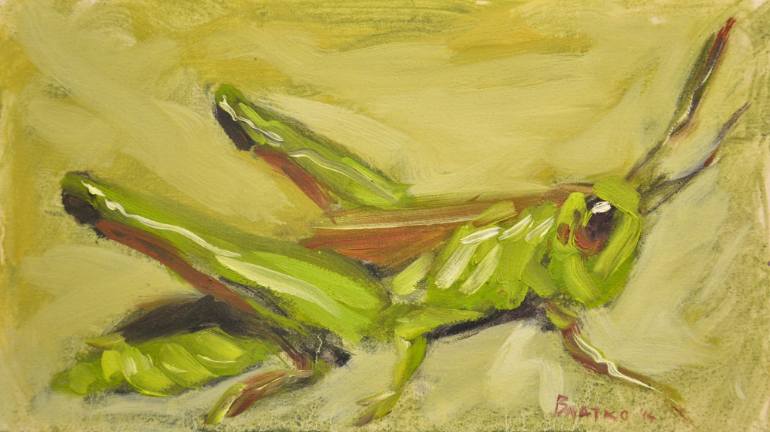 770x432 Saatchi Art Green Grasshopper Painting By Vladimir I - Grasshopper Painting