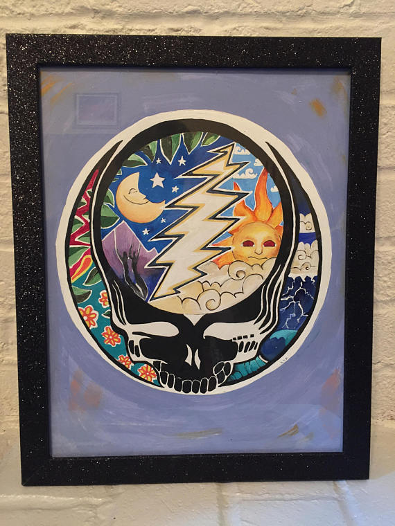 570x760 Hand Drawn Painted Grateful Dead Wall Hanging Night - Grateful Dead Painting
