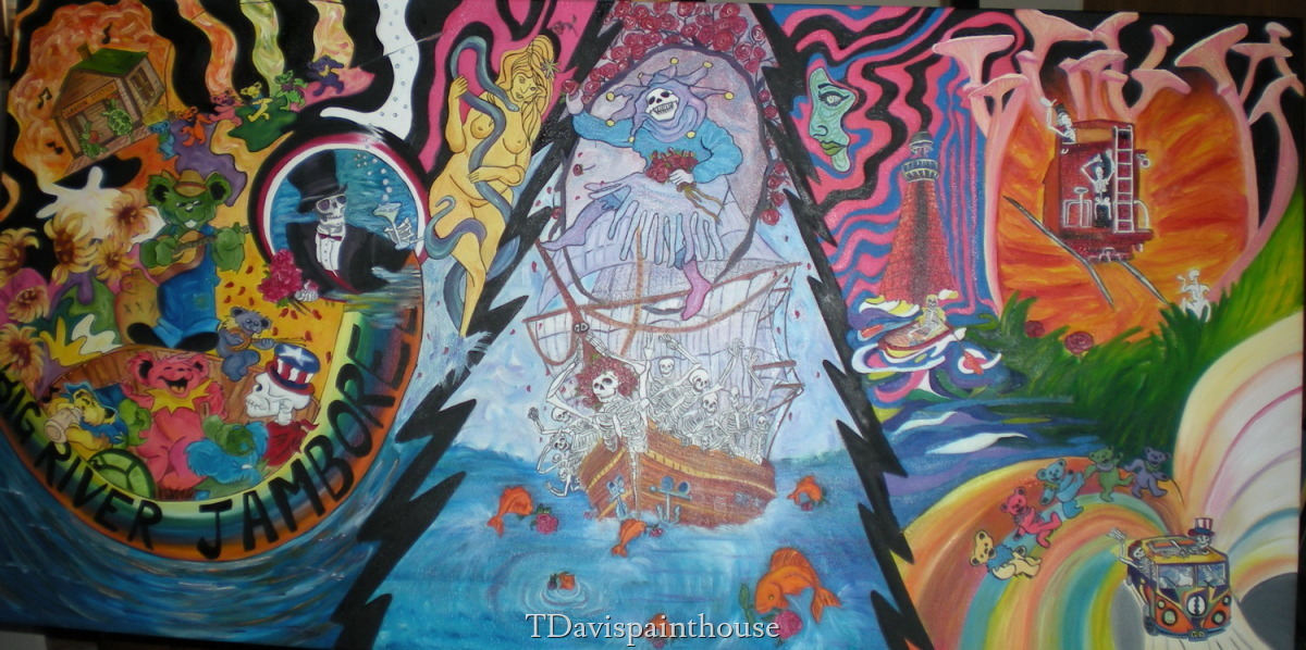 1200x598 Painting Grateful Acres Oil Painting Grateful Dead - Grateful Dead Painting