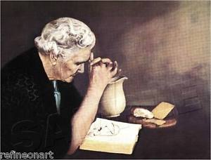 300x228 Handmade Oil Painting Repro On Canvas Gratitude Old Woman Praying - Gratitude Painting