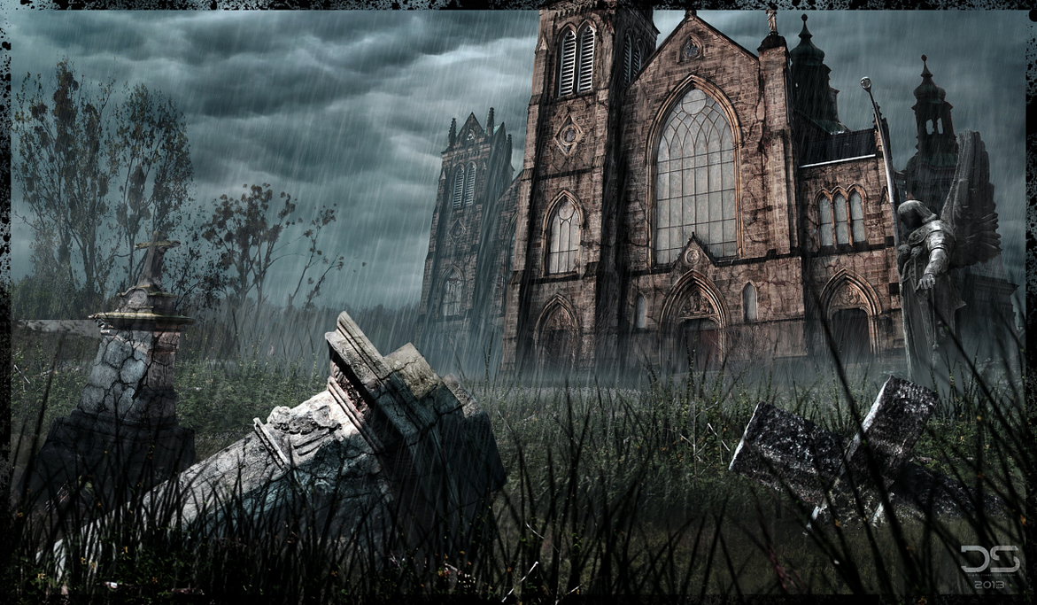 1171x683 Graveyard Matte Painting By Danielcomdesign - Graveyard Painting