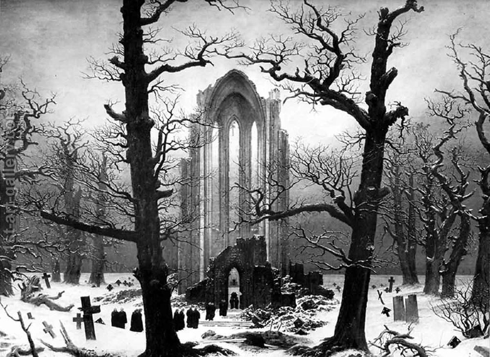 1000x729 Monastery Graveyard In The Snow Caspar David Friedrich - Graveyard Painting