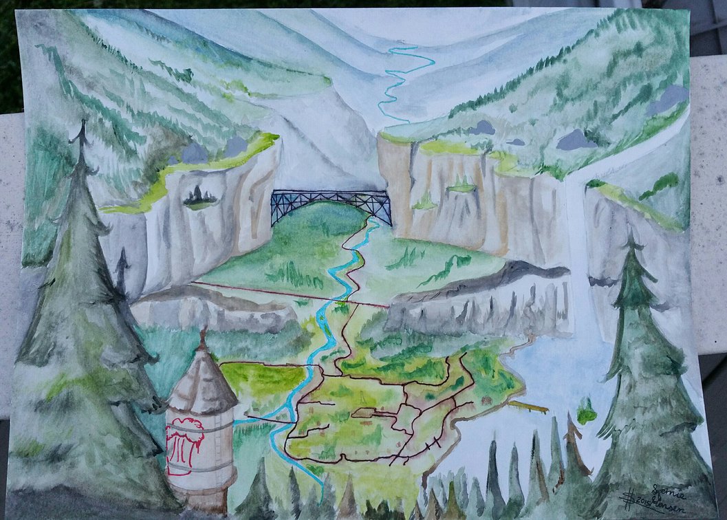 1057x756 Gravity Falls Watercolor By Sydnohorse - Gravity Falls Painting