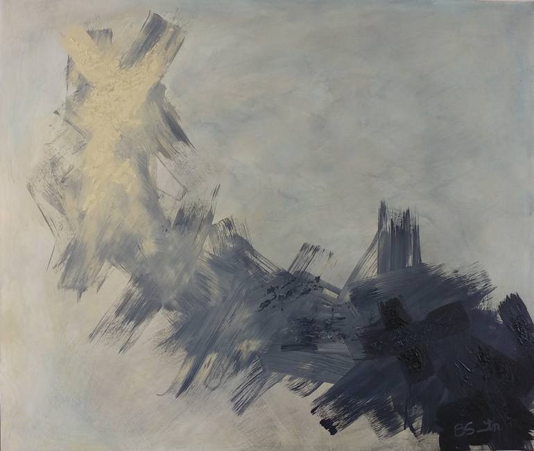770x650 Saatchi Art Blue Grey Abstract Painting By Beverley Smith Martin - Gray Abstract Painting