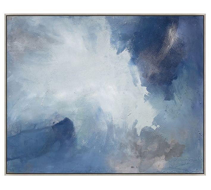 710x639 Breathless Blue Gray Oversized Abstract Painting - Gray Abstract Painting