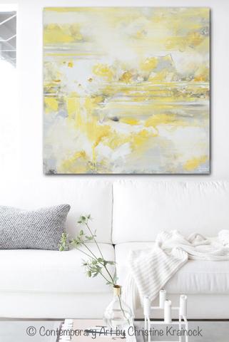 321x480 Canvas Art Print Yellow Grey Abstract Painting Modern Coastal Gold - Gray Canvas Painting