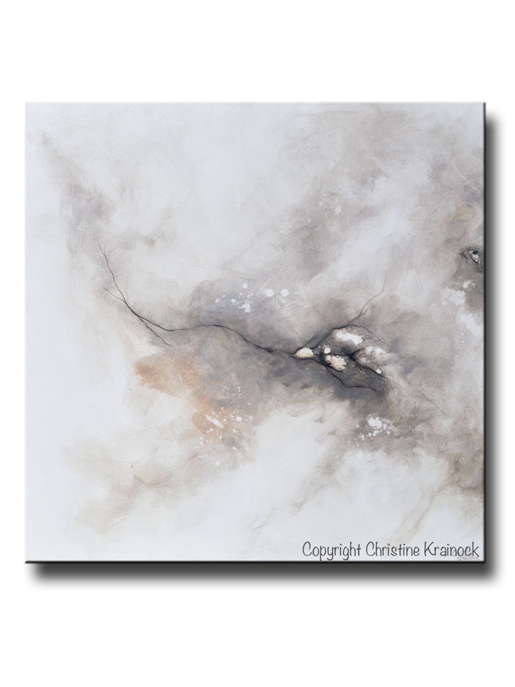 1024x1365 Original Art White Grey Abstract Painting Modern Canvas Prints - Gray Canvas Painting