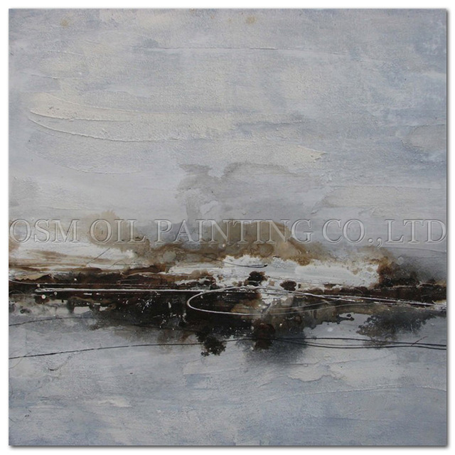 640x640 Reproduction Famous Chinese Artist Work Hand Painted Abstract Grey - Gray Canvas Painting