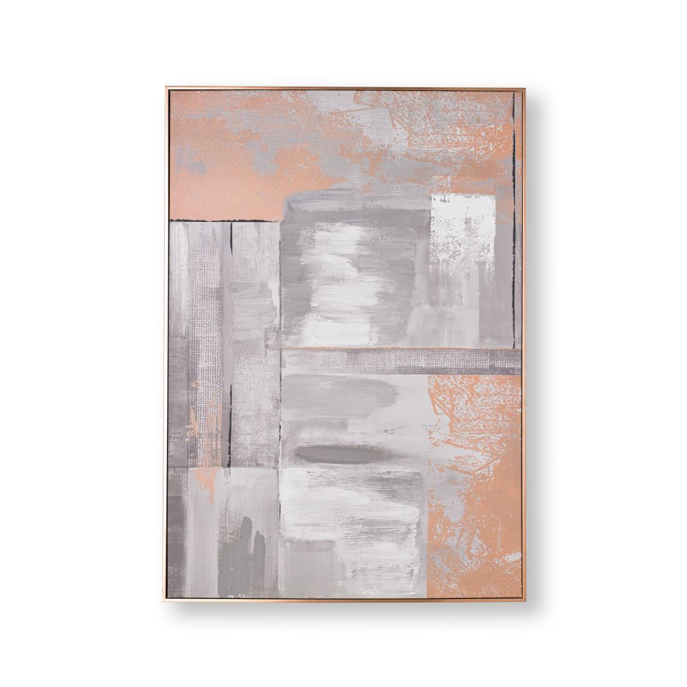 1000x1000 Rose Gold Glow Framed Canvas Wall Art - Gray Canvas Painting