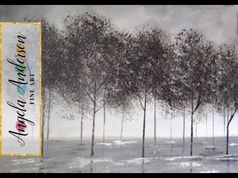 480x360 Black And White Trees Part 1 Beginner Acrylic Painting Easy - Grayscale Acrylic Painting