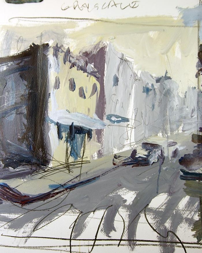 700x874 Grayscale Versus Color Demonstration - Grayscale Acrylic Painting