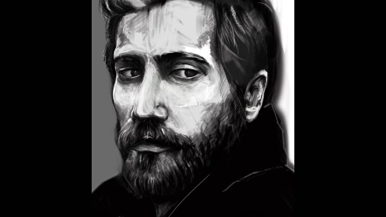 1280x720 Jake Gyllenhaal Digital Painting - Grayscale Painting