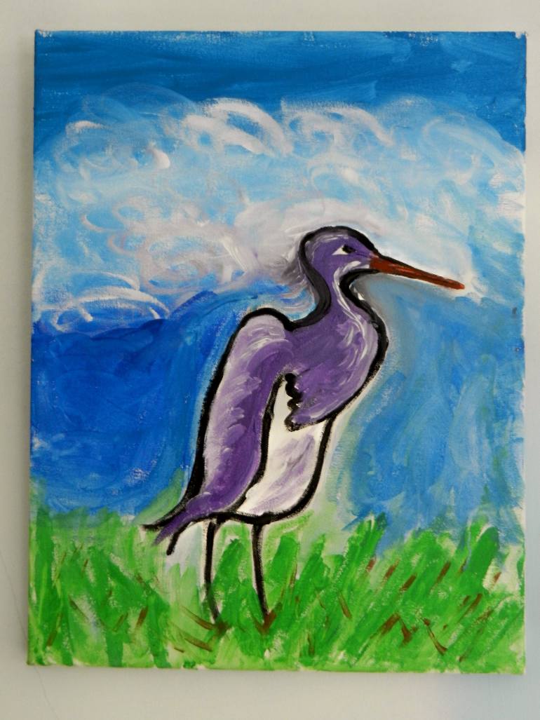770x1027 Saatchi Art I Am A Great Blue Heron Painting By Pam Malone - Great Blue Heron Painting