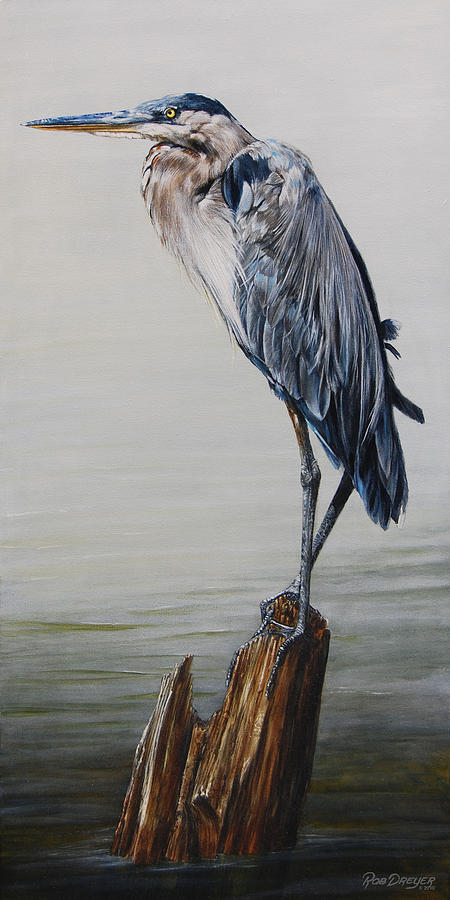 450x900 The Sentinel - Great Blue Heron Painting