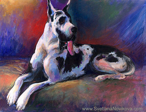 500x385 Great Dane Painting Portrait Signed Prints - Great Dane Painting