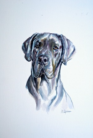 300x448 Lisvanegreatdanesartysandgreat Dane Paintings - Great Dane Painting