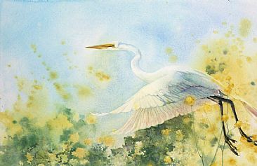 366x237 Great Egret - Great Egret Painting