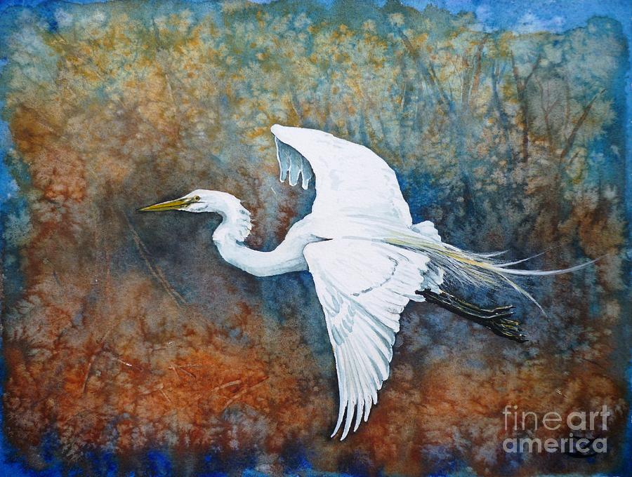 900x680 Great Egret Painting By Zaira Dzhaubaeva - Great Egret Painting