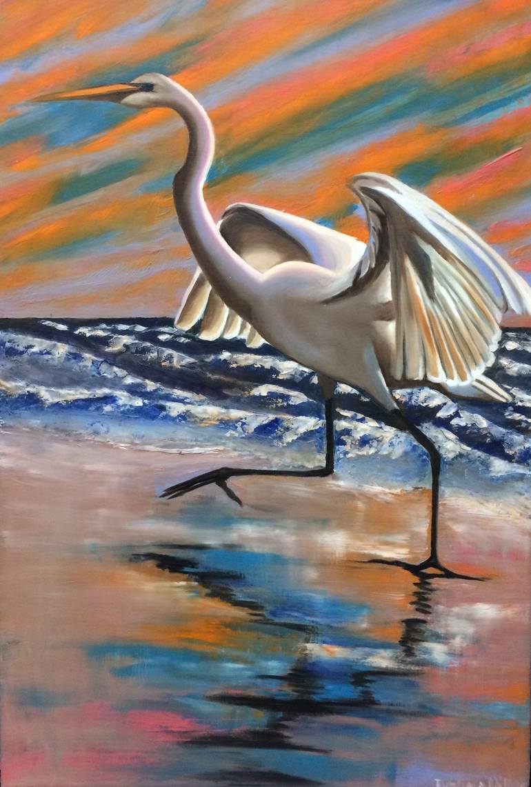 770x1141 Saatchi Art Great Egret Painting By Evelina Dillon - Great Egret Painting
