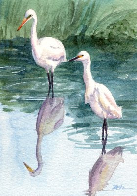 280x400 Zeh Original Art Blog Watercolor And Oil Paintings Great Egret - Great Egret Painting