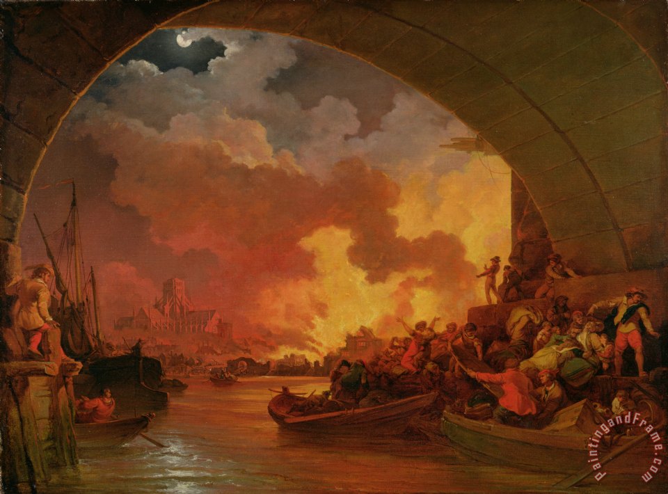 960x710 Philip James De Loutherbourg The Great Fire Of London Painting - Great Fire Of London Painting