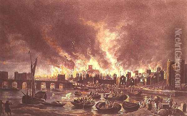600x374 The Great Fire Of London, 1666 Oil Painting Reproduction By Lieve - Great Fire Of London Painting
