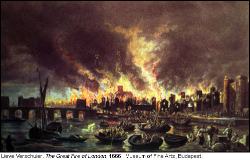499x320 The Great Fire Of London, 1666. - Great Fire Of London Painting