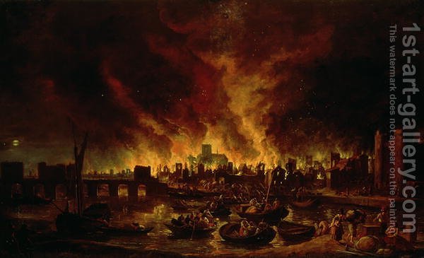 600x365 The Great Fire Of London In 1666 Lieve Verschuier Reproduction - Great Fire Of London Painting