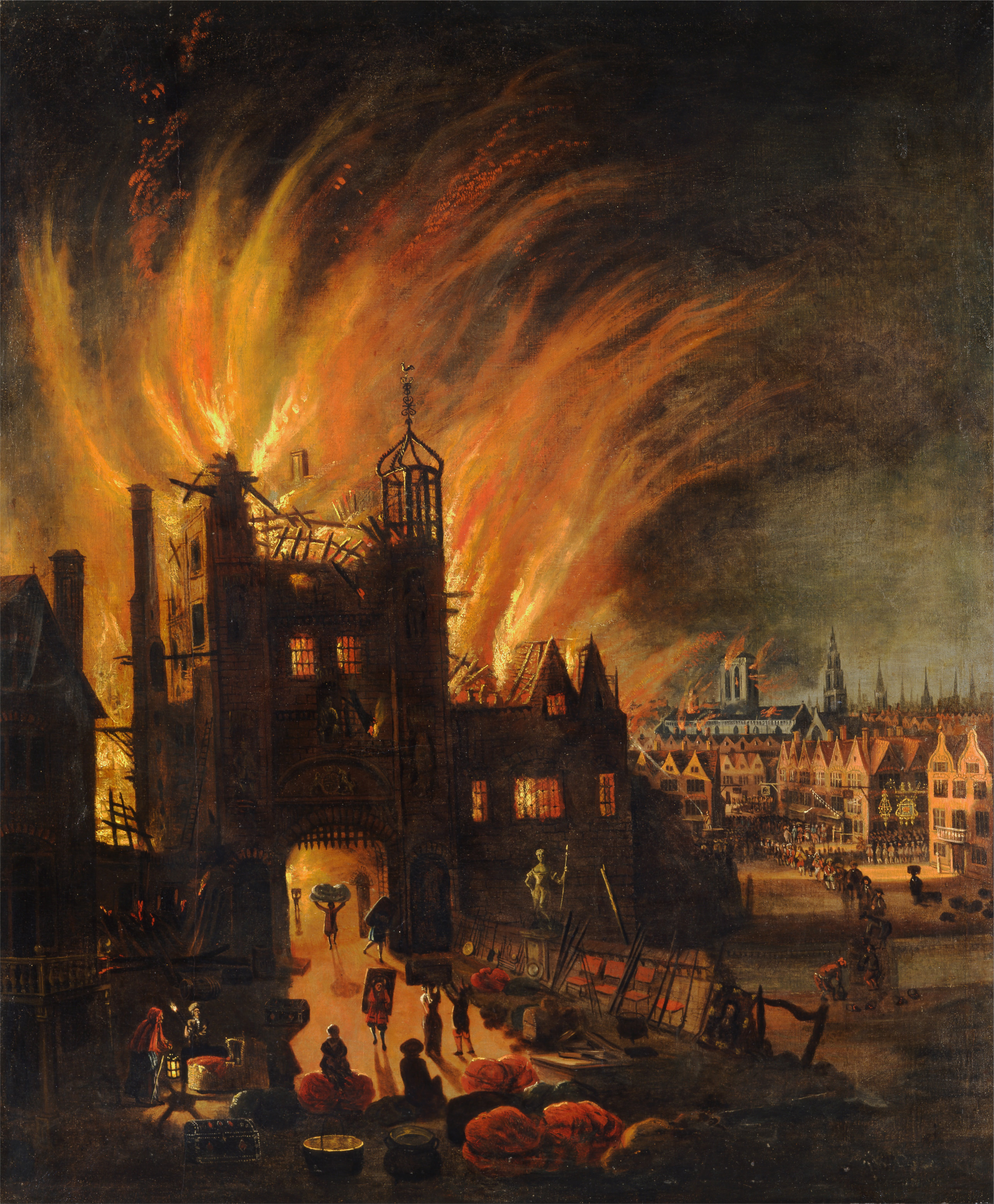 5138x6224 Filethe Great Fire Of London, With Ludgate And Old St. Paul'S - Great Fire Of London Painting