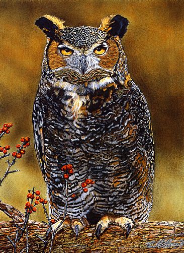 366x502 Great Horned Owl - Great Horned Owl Painting