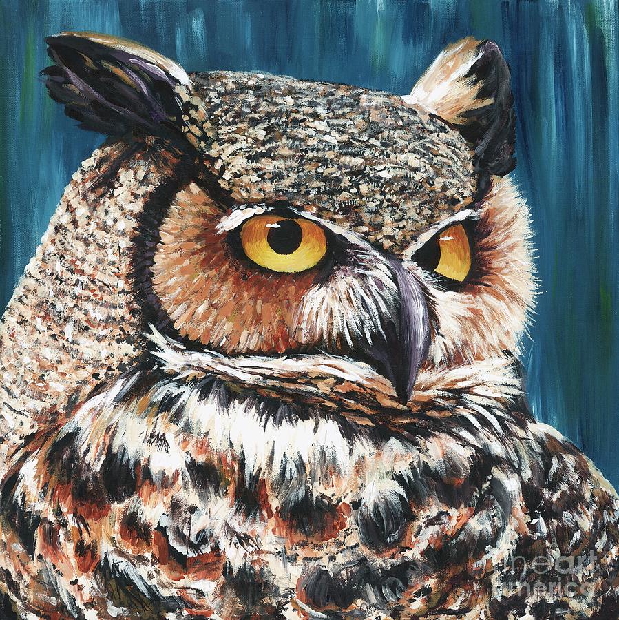 899x900 Great Horned Owl Painting By Jeannette Bowen - Great Horned Owl Painting
