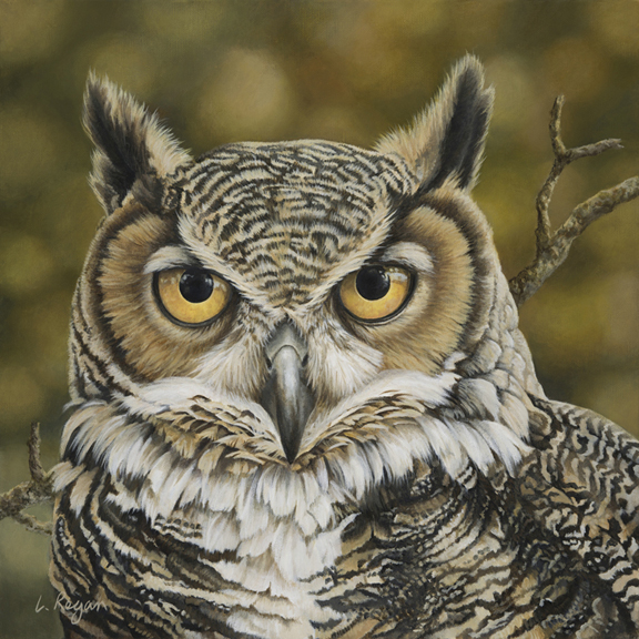 576x576 Laura Regan Original Painting Horton Great Horned Owl - Great Horned Owl Painting