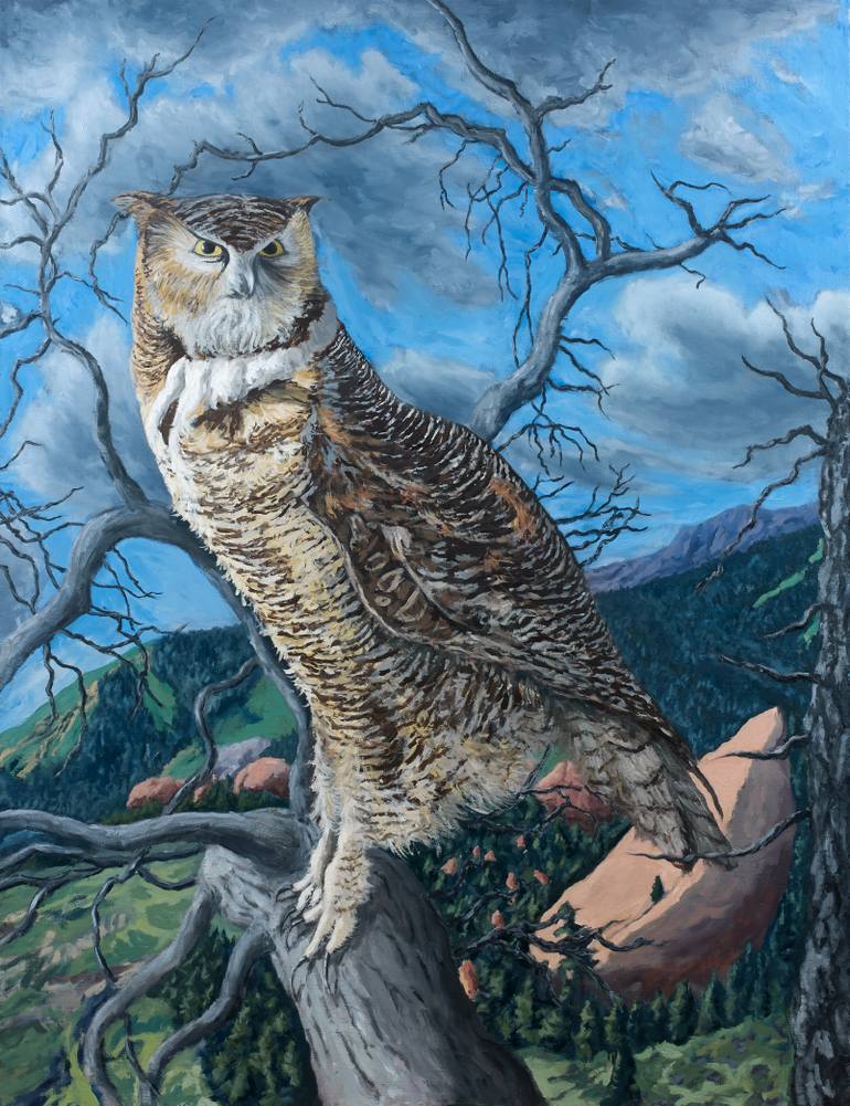 770x1001 Saatchi Art Great Horned Owl Painting By Reid Masselink - Great Horned Owl Painting